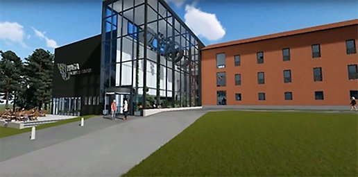 Animerad bild på före detta Hagaskolan i framtiden